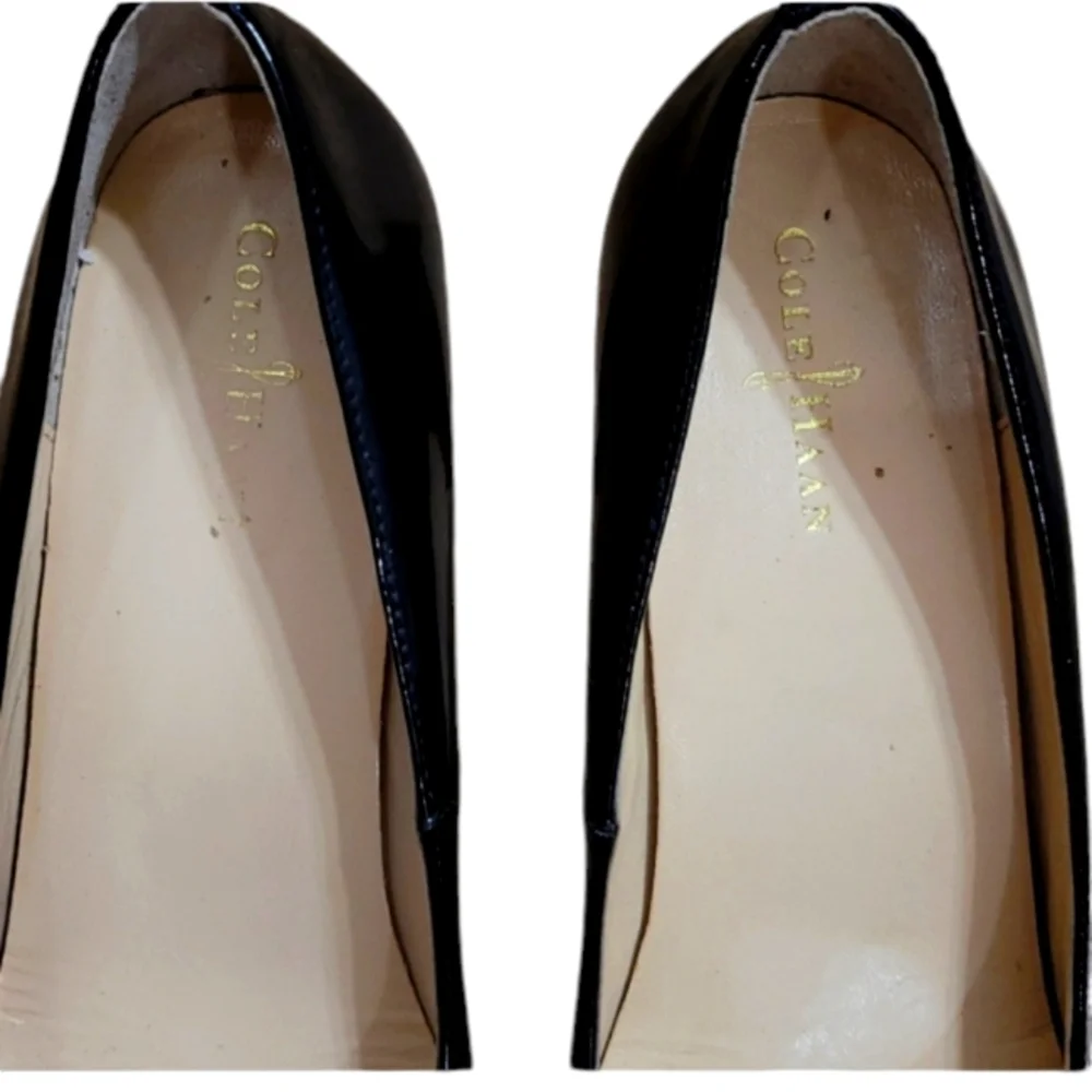 Cole Haan Heels Black Patent Leather Platform Lightly Cushioned Almond Toe
